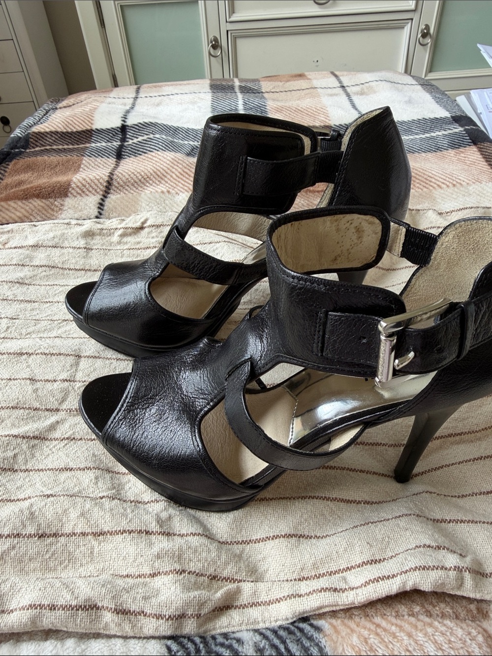MICHAEL Michael Kors Black Cutout Peep-Toe Ankle Booties